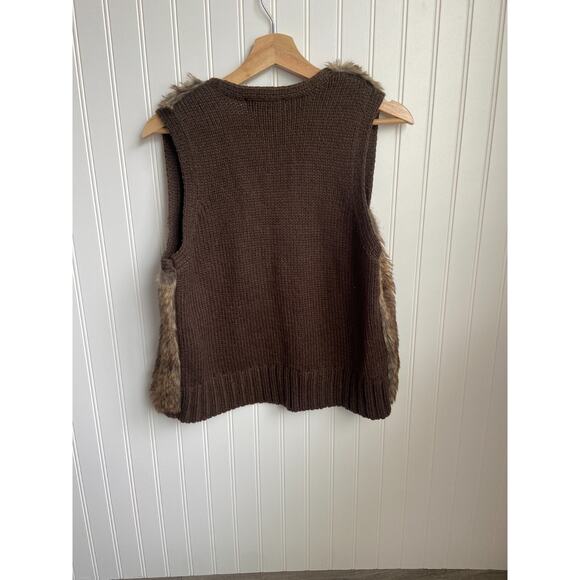 Ariat Vest Womens L Faux Fur Knit Wool Open Front Western Festival Equestrian - Picture 4 of 4
